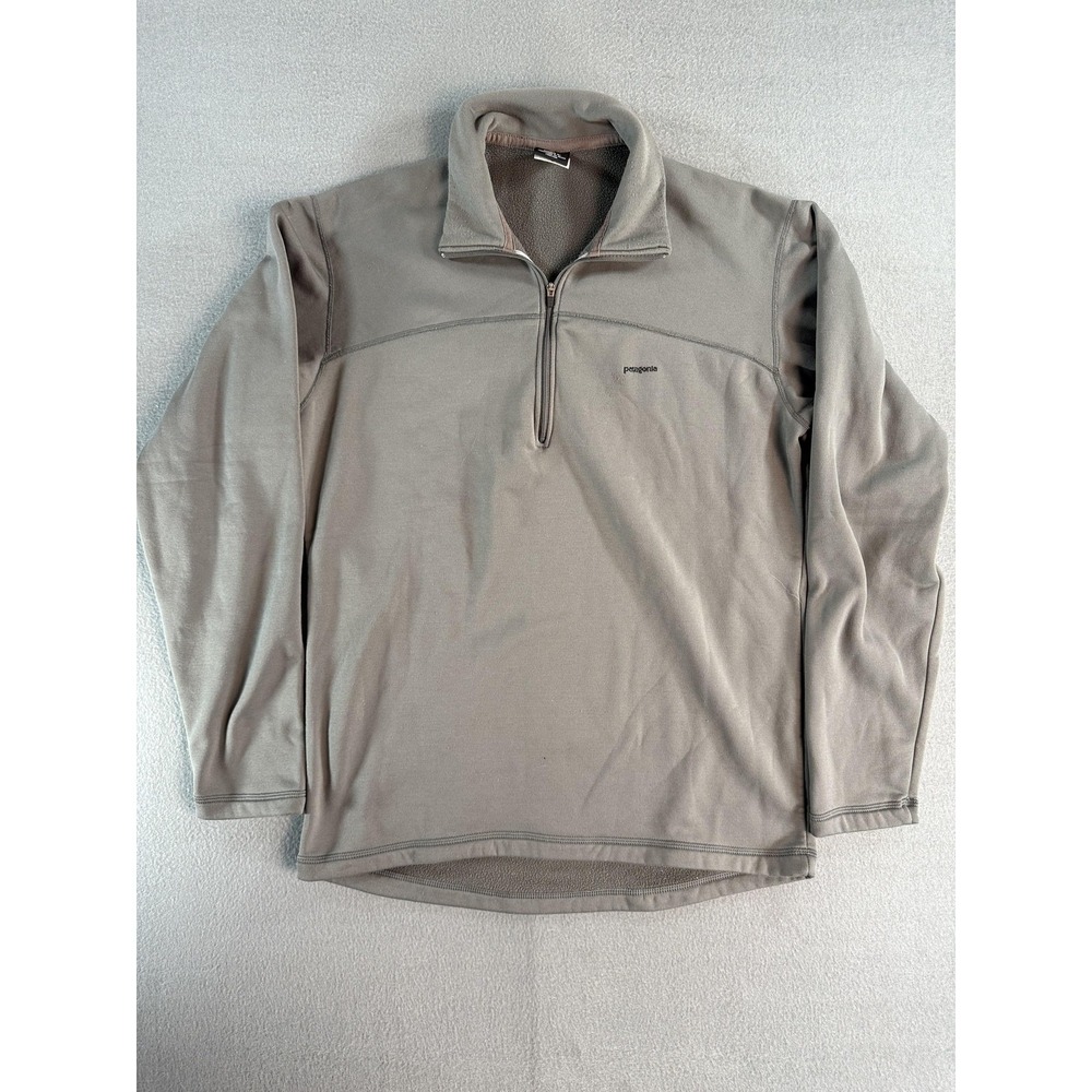 Patagonia Capilene Pullover Mens Medium Gray Fleece 1/4 Zip Hiking Thermal
